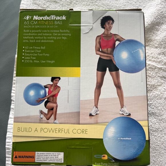 NordicTrack Fitness Ball 65cm Ideal for heights 5'3" to 5'11" - Brand New. - Picture 4 of 6
